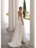 Strapless Ivory Satin Slit Minimalist Wedding Dress